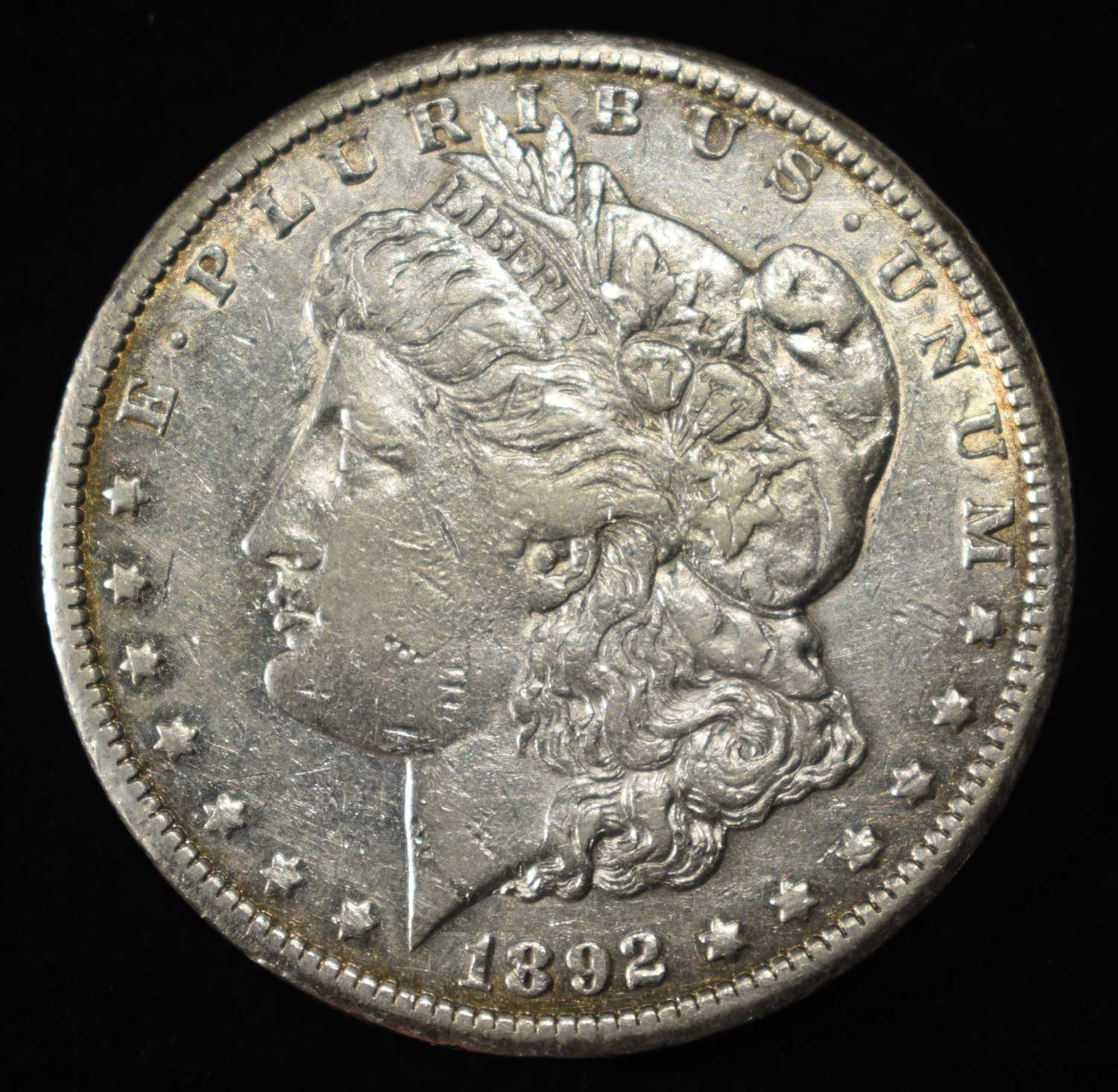 1892-CC MORGAN DOLLAR NICE AU SOME OLD CLEANING
