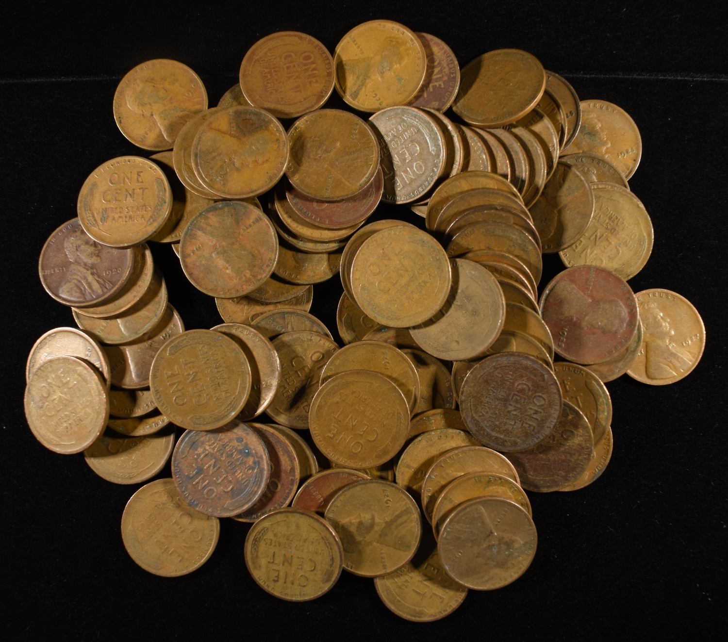 (90) WHEAT CENTS FROM THE 20'S