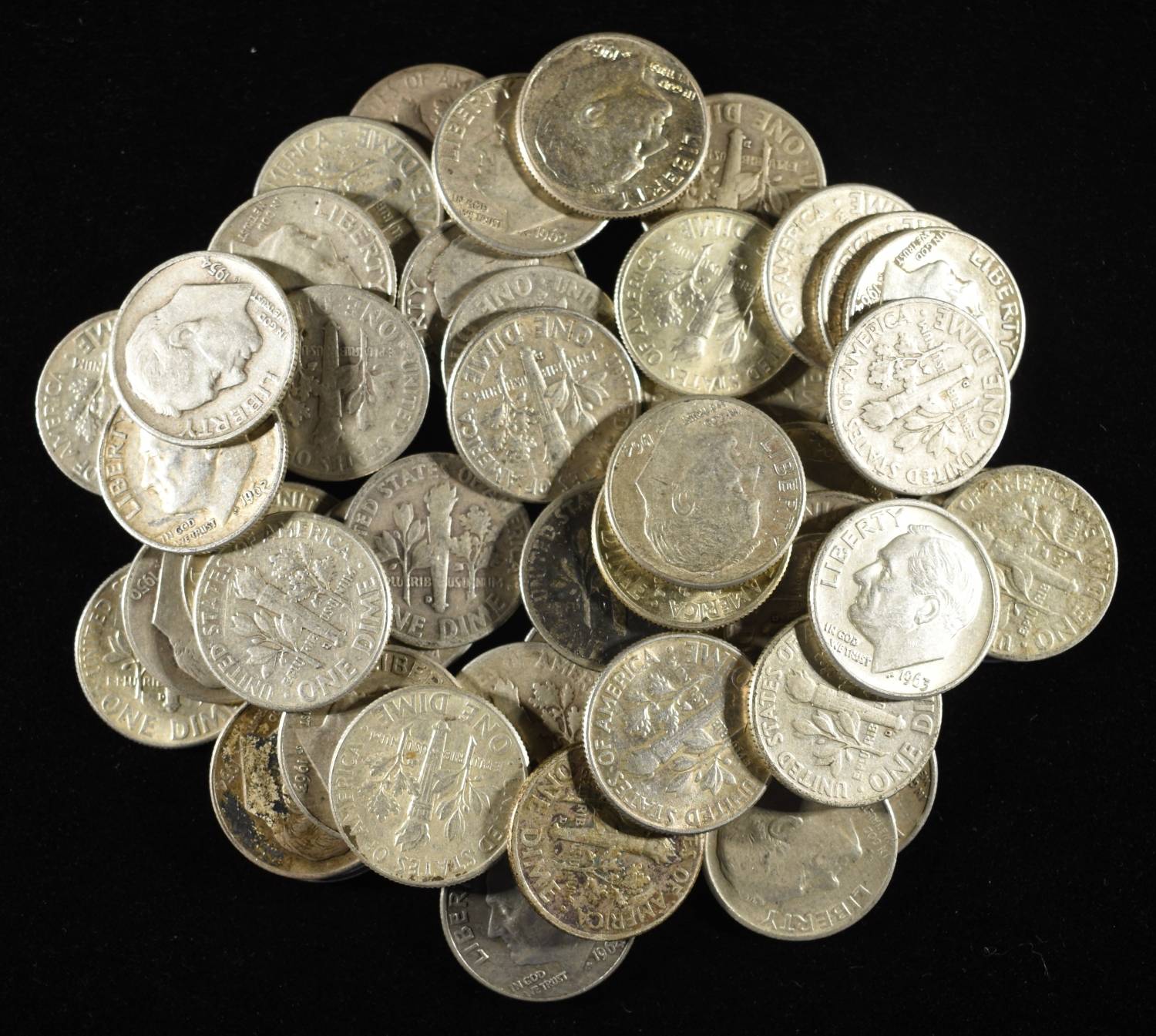 (50) 90% SILVER ROOSEVELT DIMES