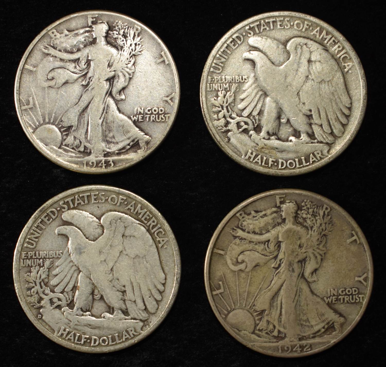 (10) 90% SILVER WALKING LIBERTY HALF DOLLARS
