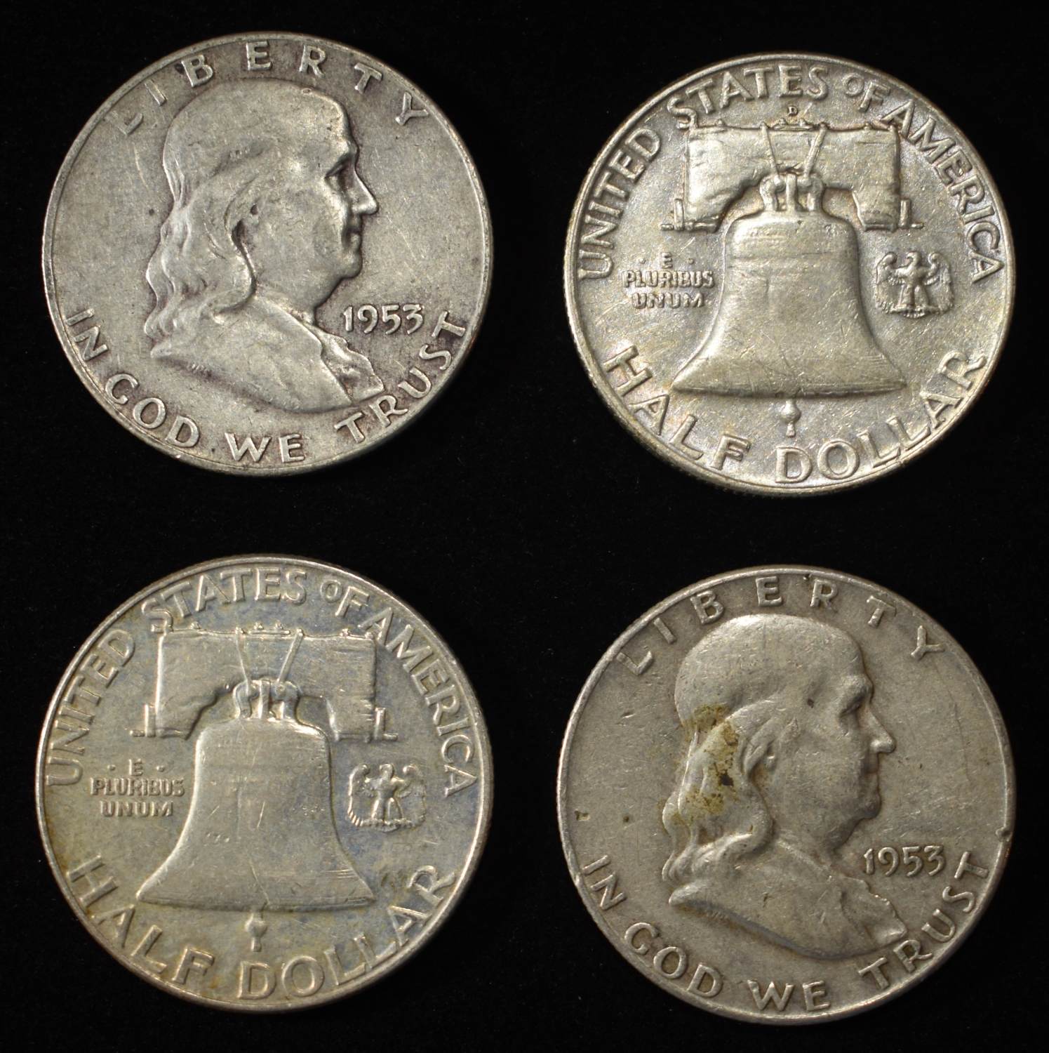 (10) FRANKLIN HALF DOLLARS