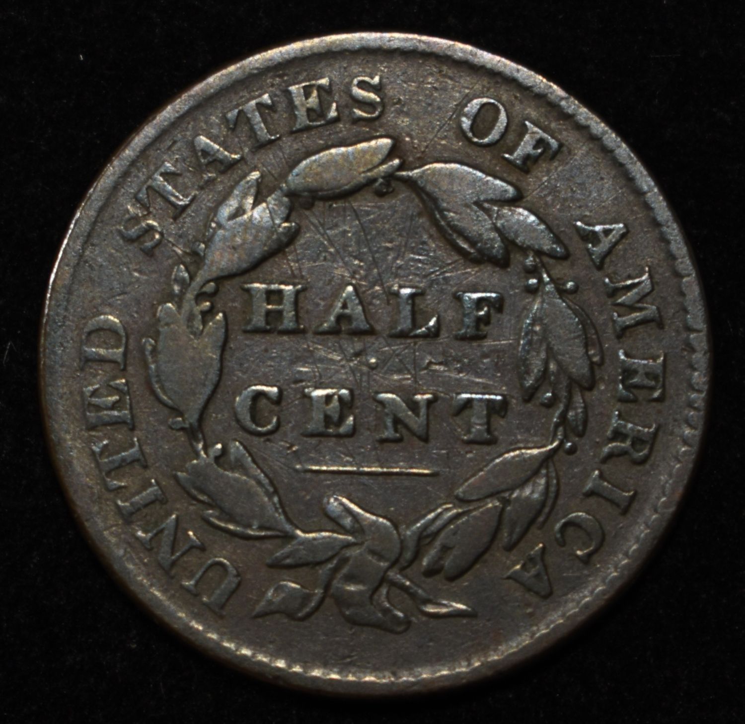 1828 HALF CENT VG