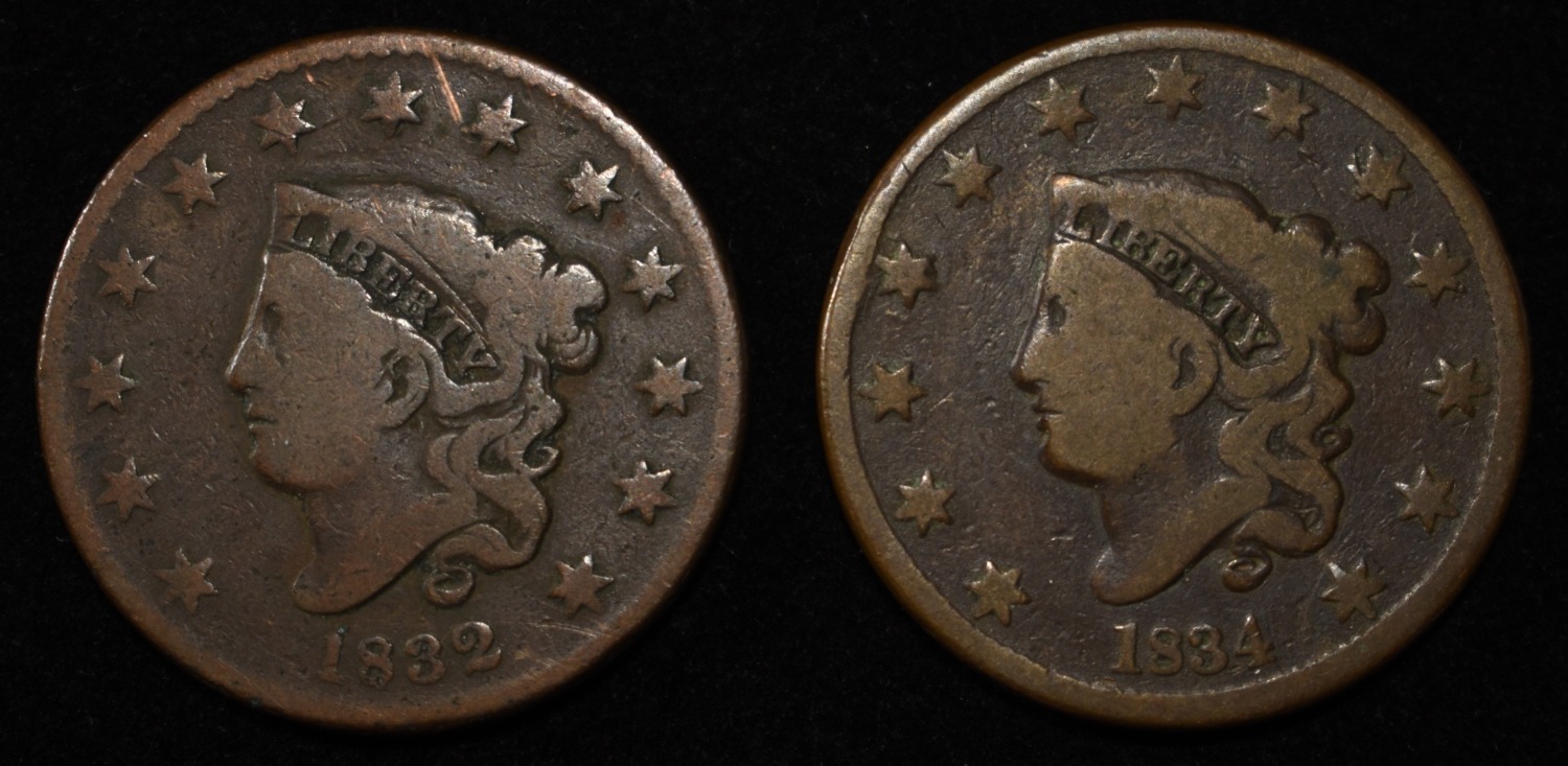 1832 & 1834 LARGE CENTS GOOD