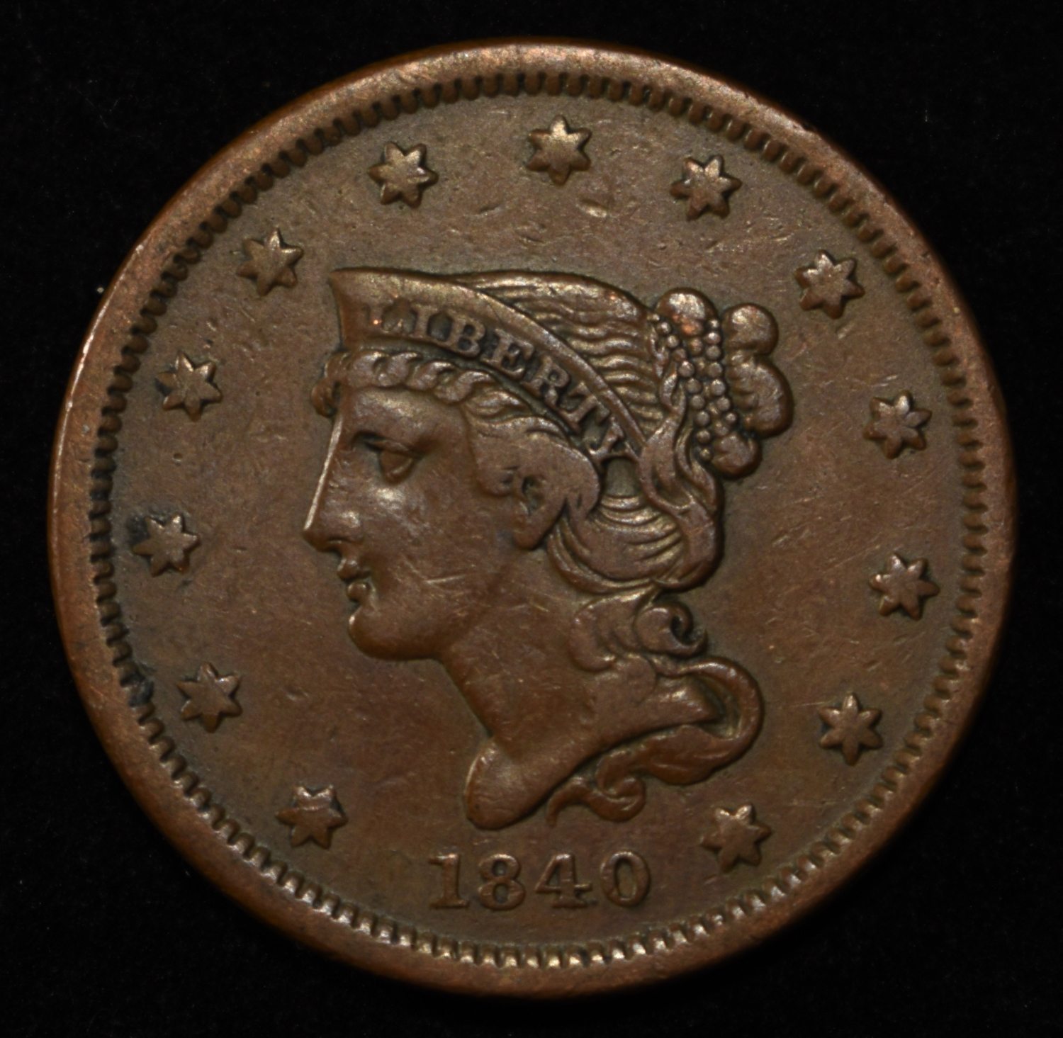 1840 SMALL DATE LARGE CENT AU