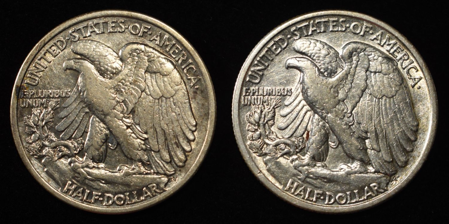 1936, 1937 WALKING LIBERTY HALF DOLLARS XF/AU