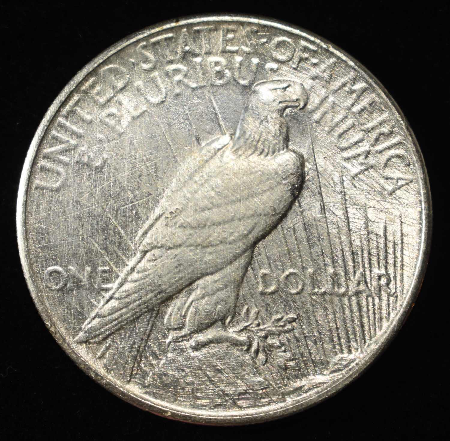 1935 PEACE DOLLAR AU, SCRATCHES REV