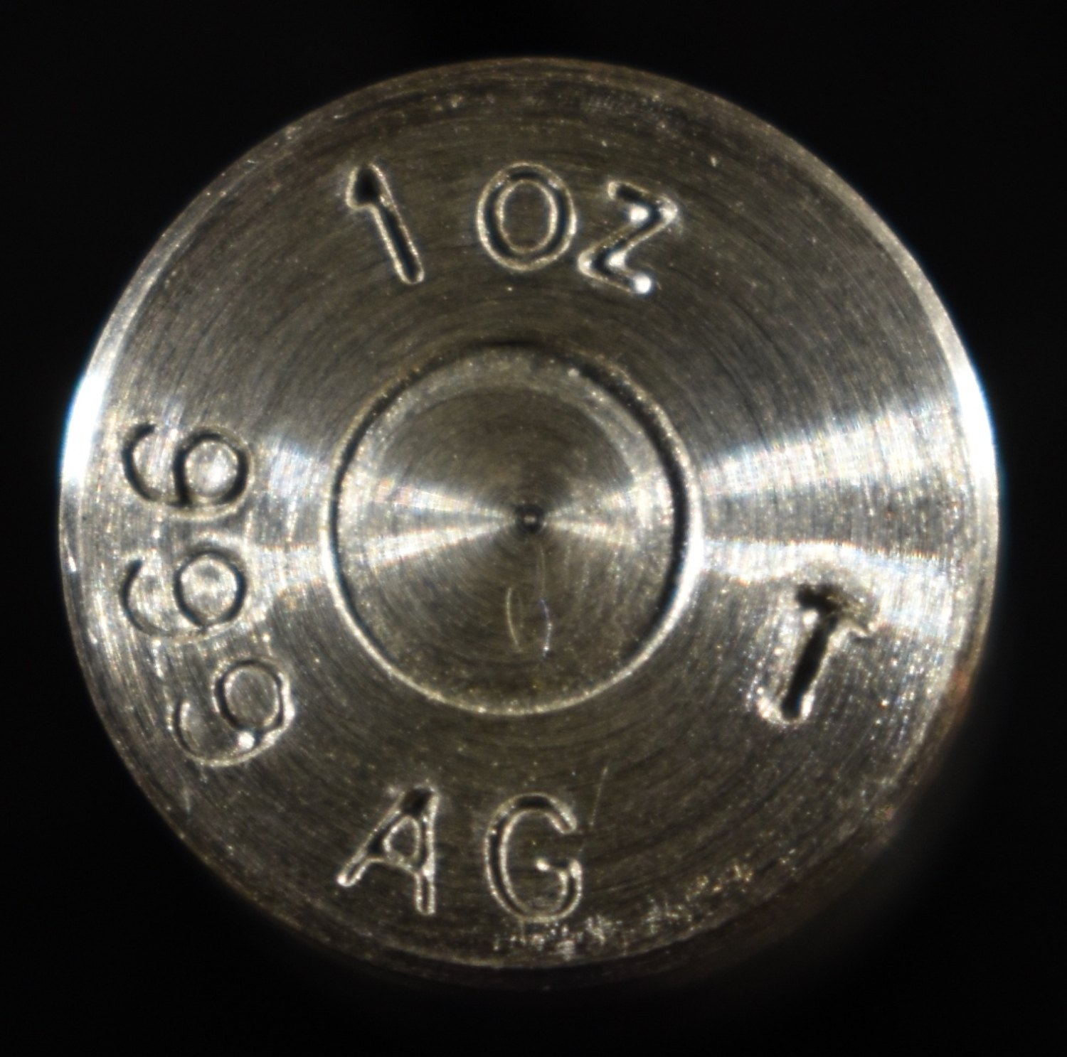 45 CAL BULLET 1 OZ .999 SILVER BAR