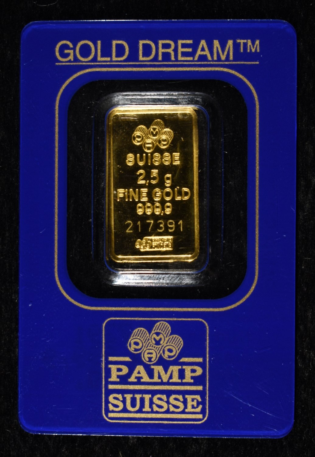 PAMP SUISSE 2.5 GRAMS .9999 GOLD BAR