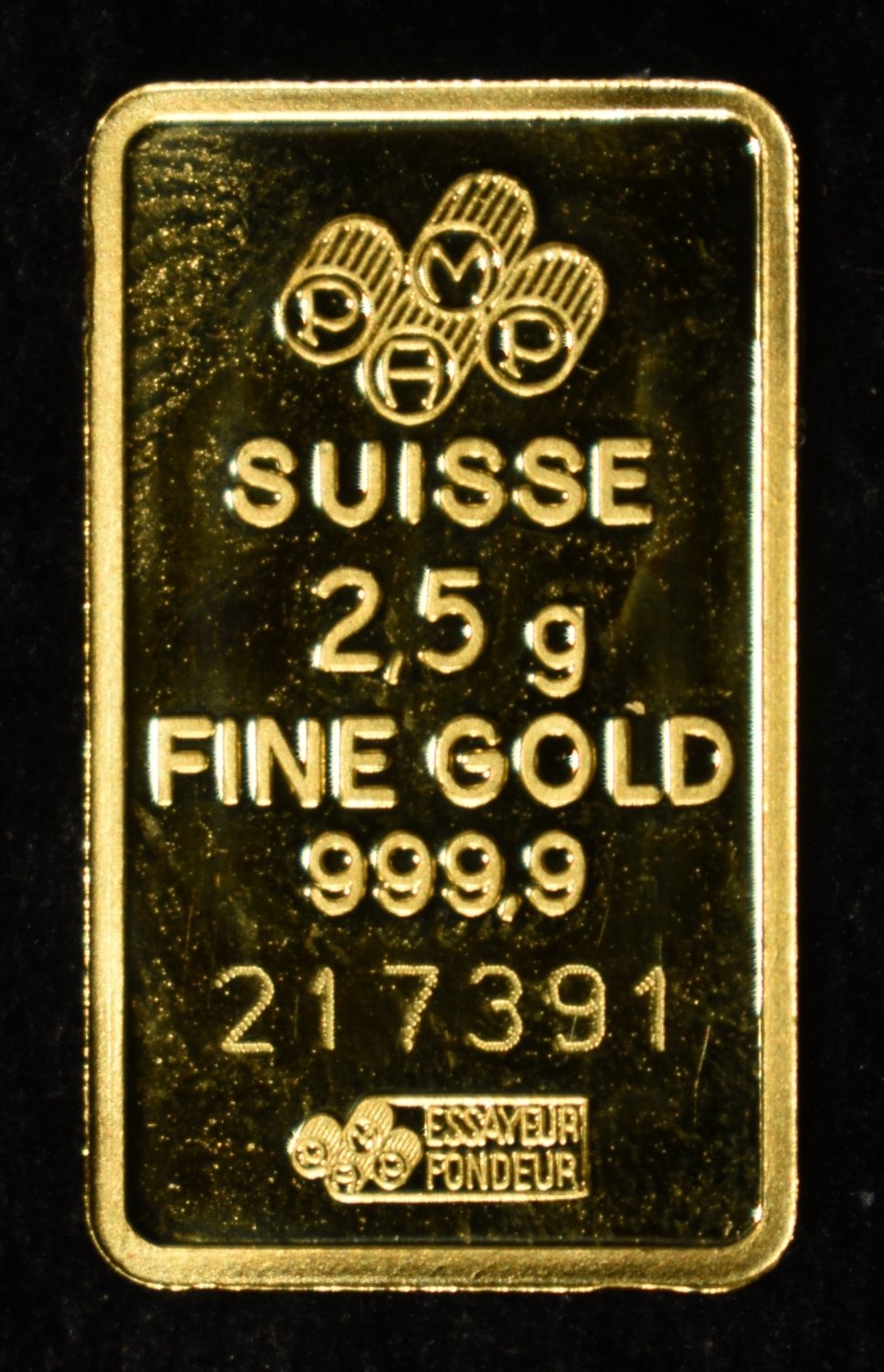 PAMP SUISSE 2.5 GRAMS .9999 GOLD BAR