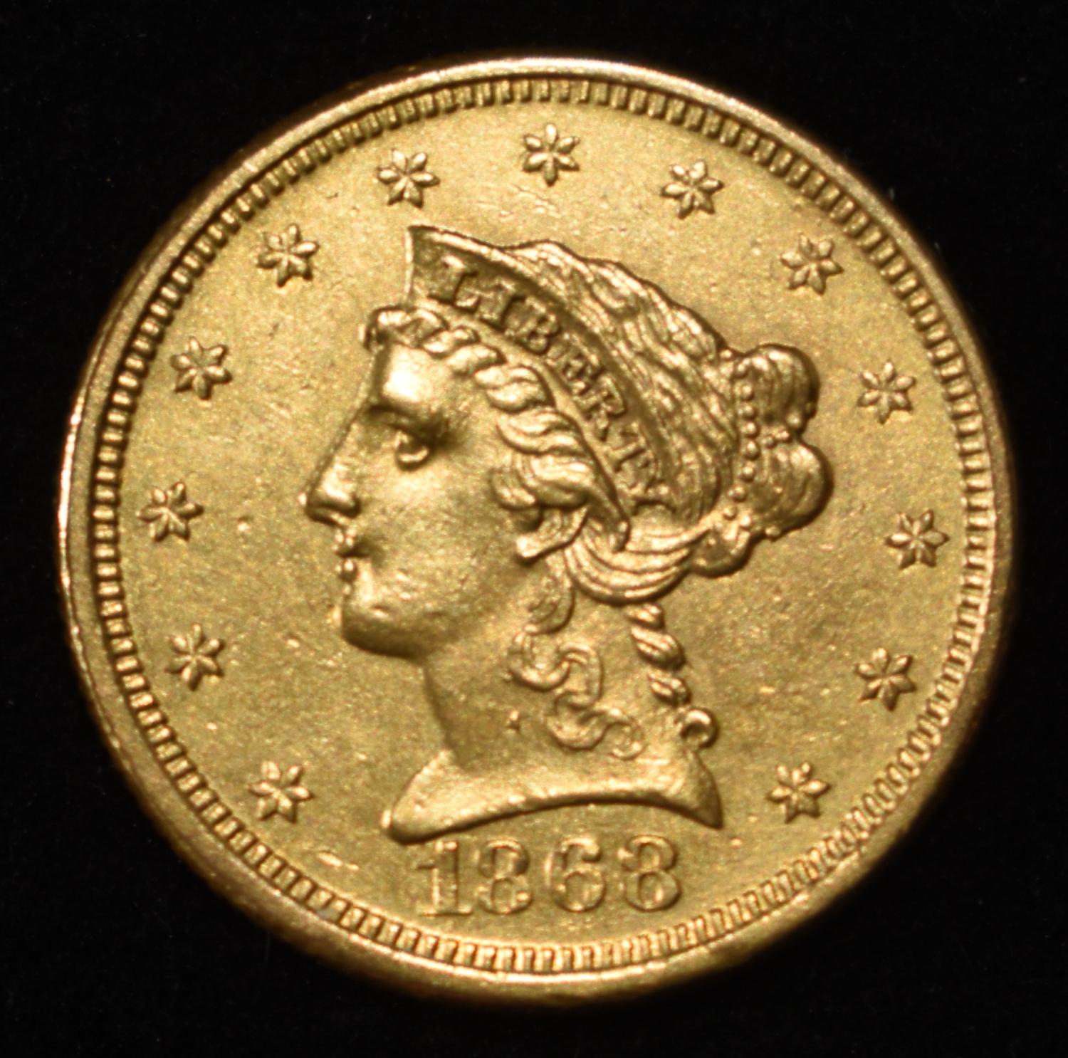 1868 $2.50 LIBERTY GOLD CH BU SCARCE
