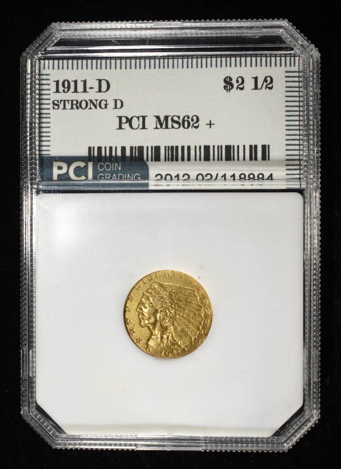 1911-D $2.50 INDIAN GOLD PCI STRONG D BU