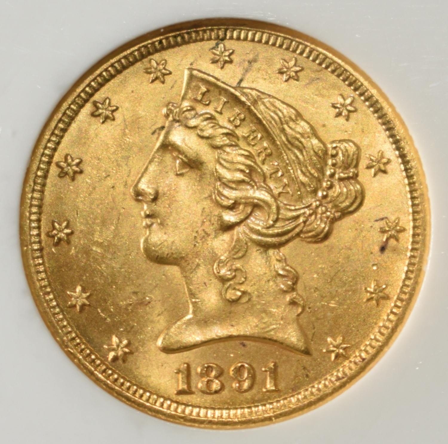 1891-CC $5 GOLD PCI GEM BU