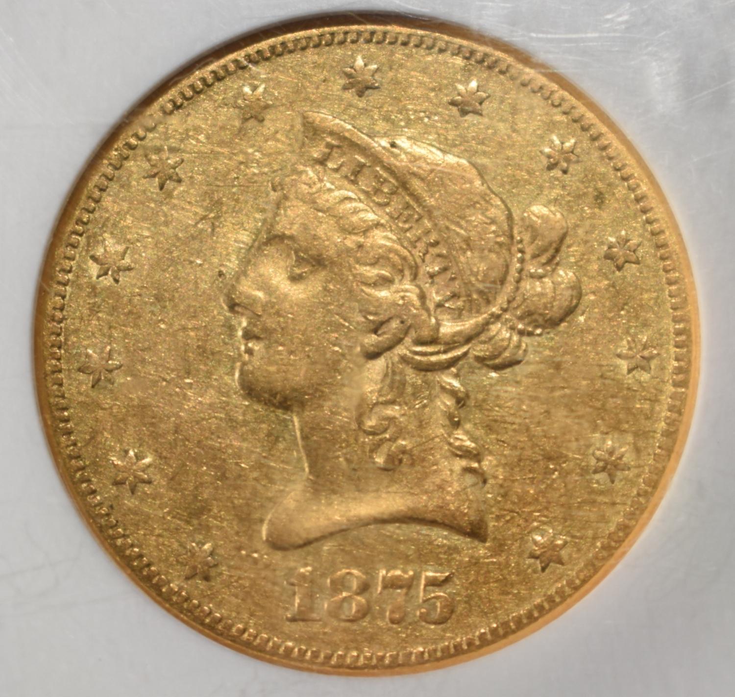 1875-CC $10 GOLD LIBERTY NGC XF-45