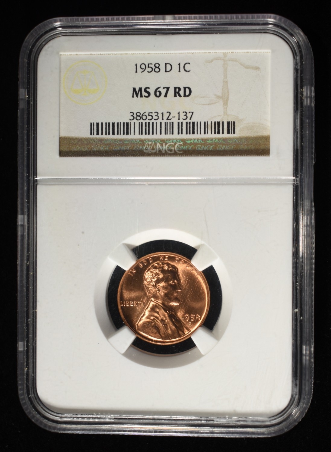 1958-D WHEAT CENT NGC MS67 RD
