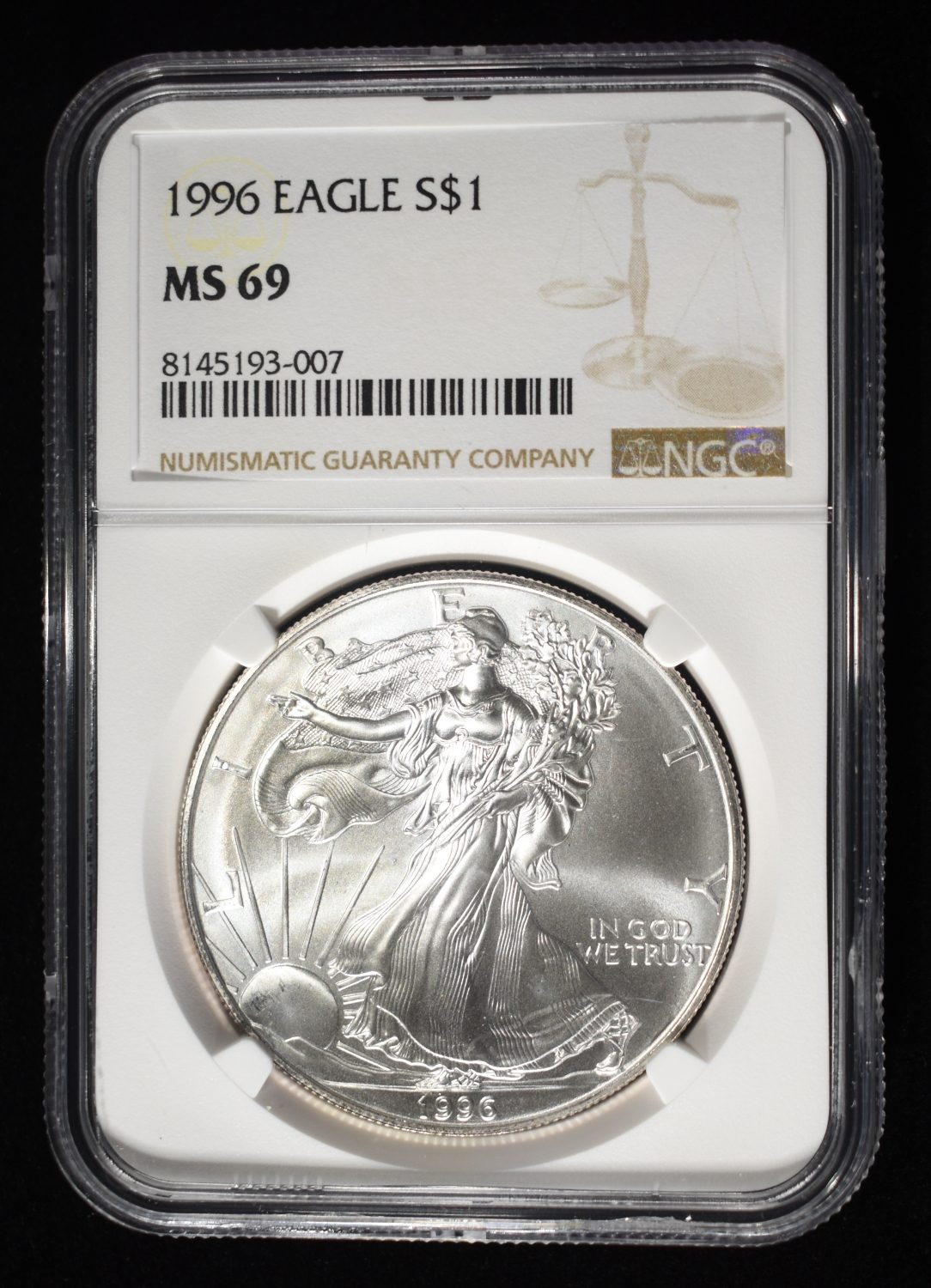 1996 AMERICAN SILVER EAGLE NGC MS69