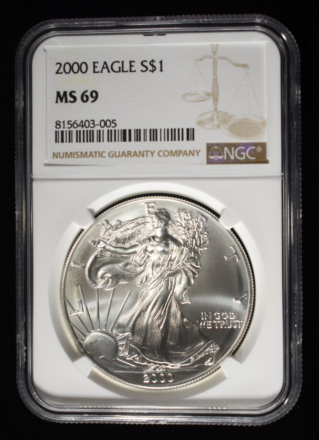 2000 AMERICAN SILVER EAGLE NGC MS69