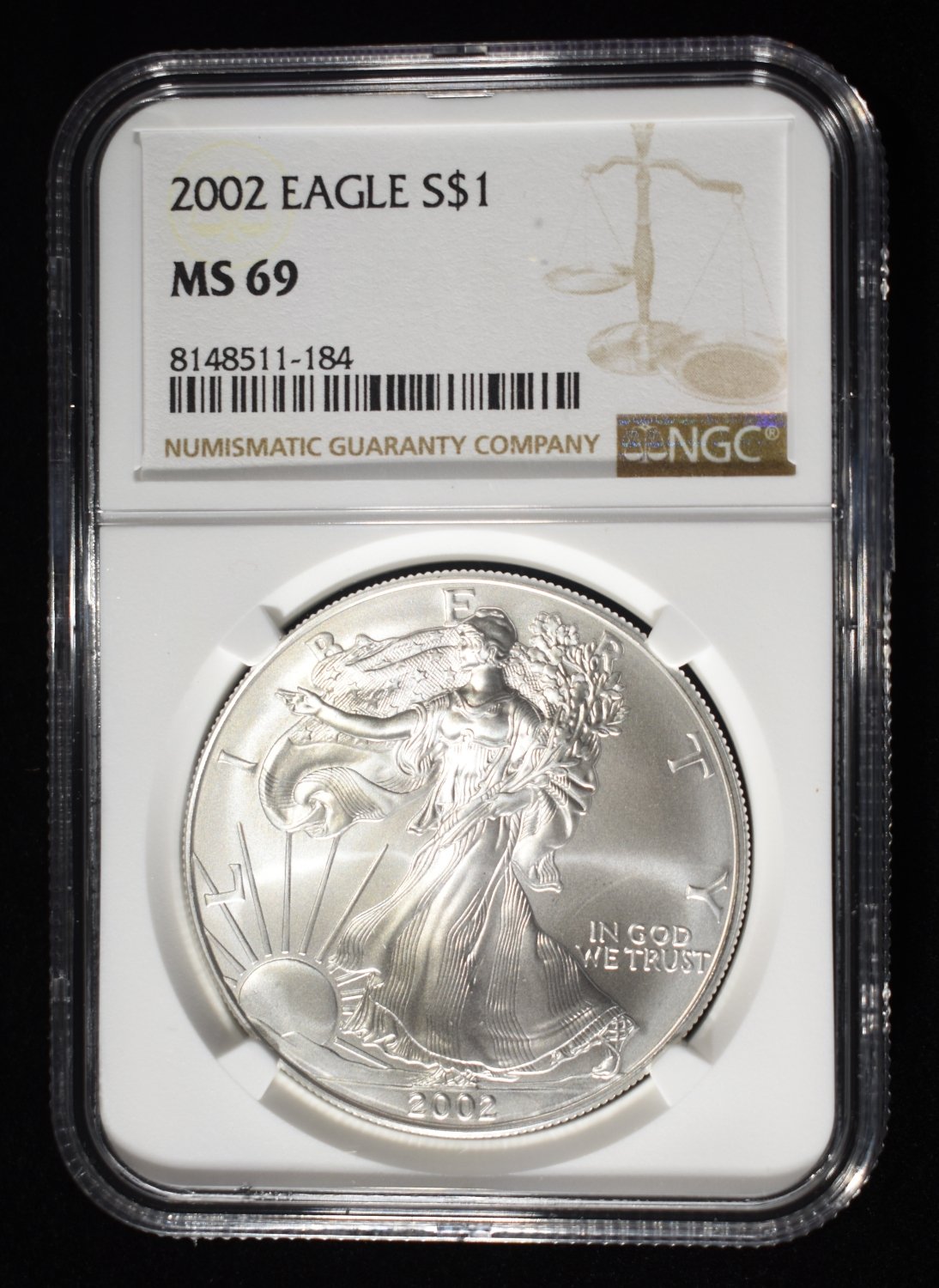 2002 AMERICAN SILVER EAGLE NGC MS69