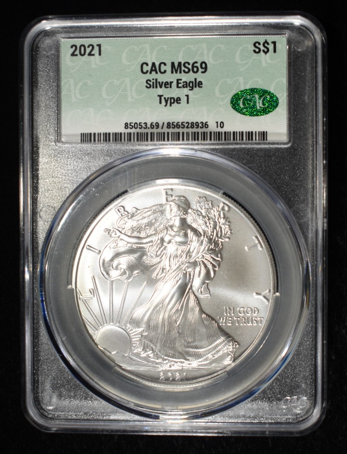 2021 AMERICAN SILVER EAGLE CAC MS69 TYPE1
