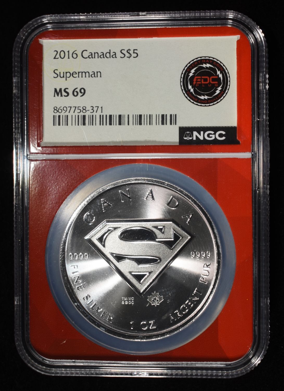 2016 1 OZ SILVER CANADA SUPERMAN NGC MS69