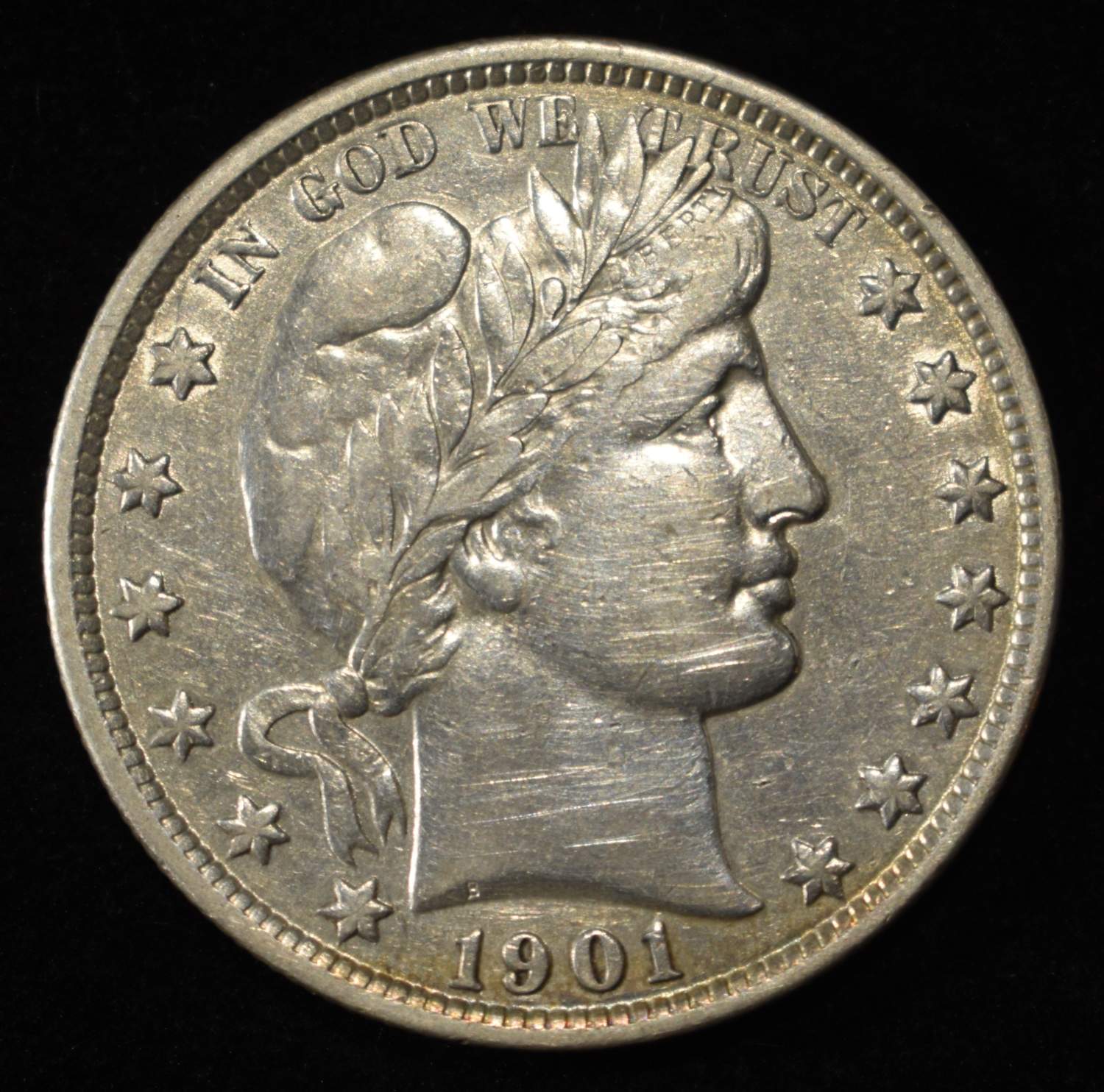 1901 BARBER HALF DOLLAR AU CLEANED
