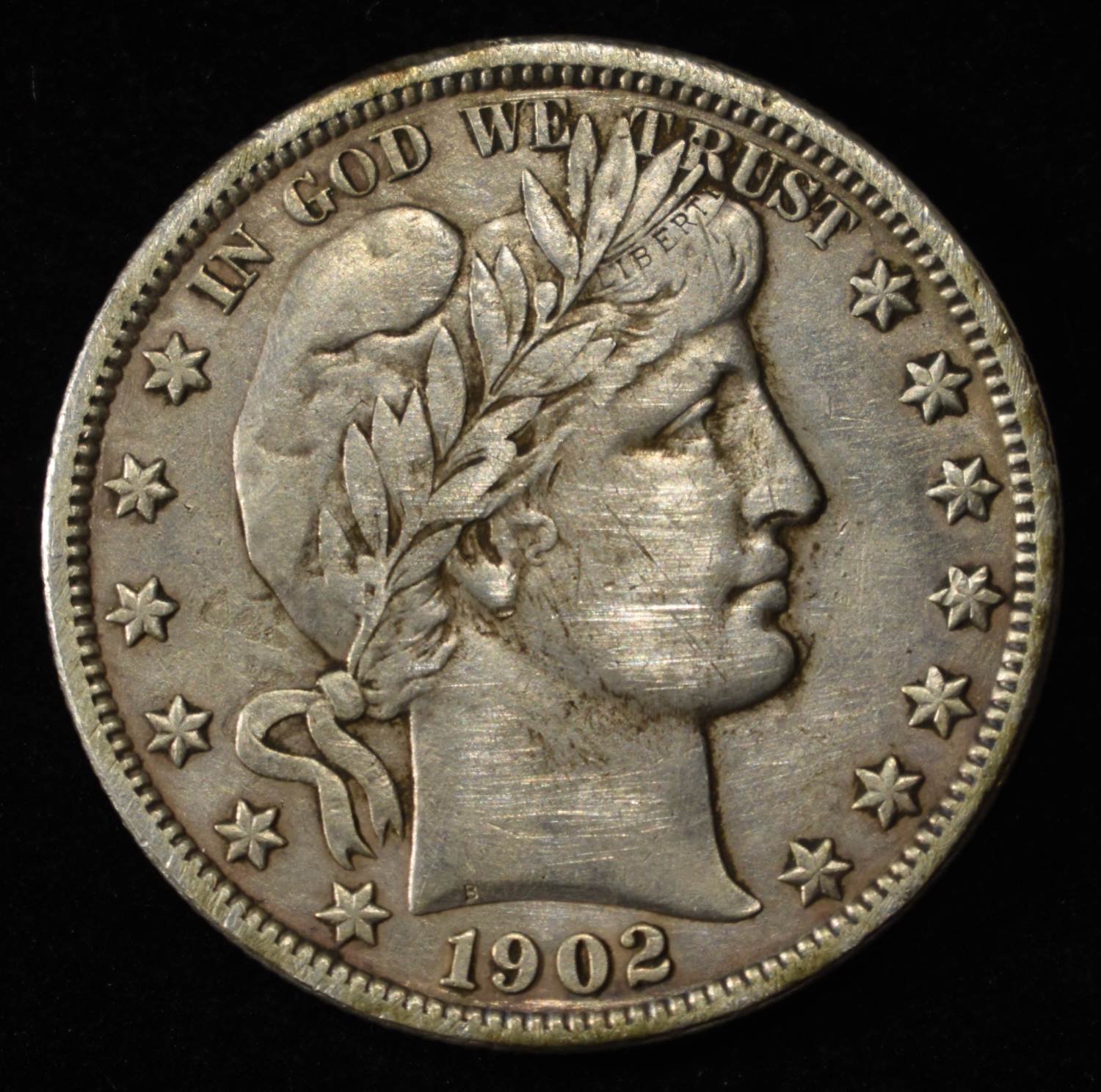 1902-O BARBER HALF DOLLAR XF CLEANED