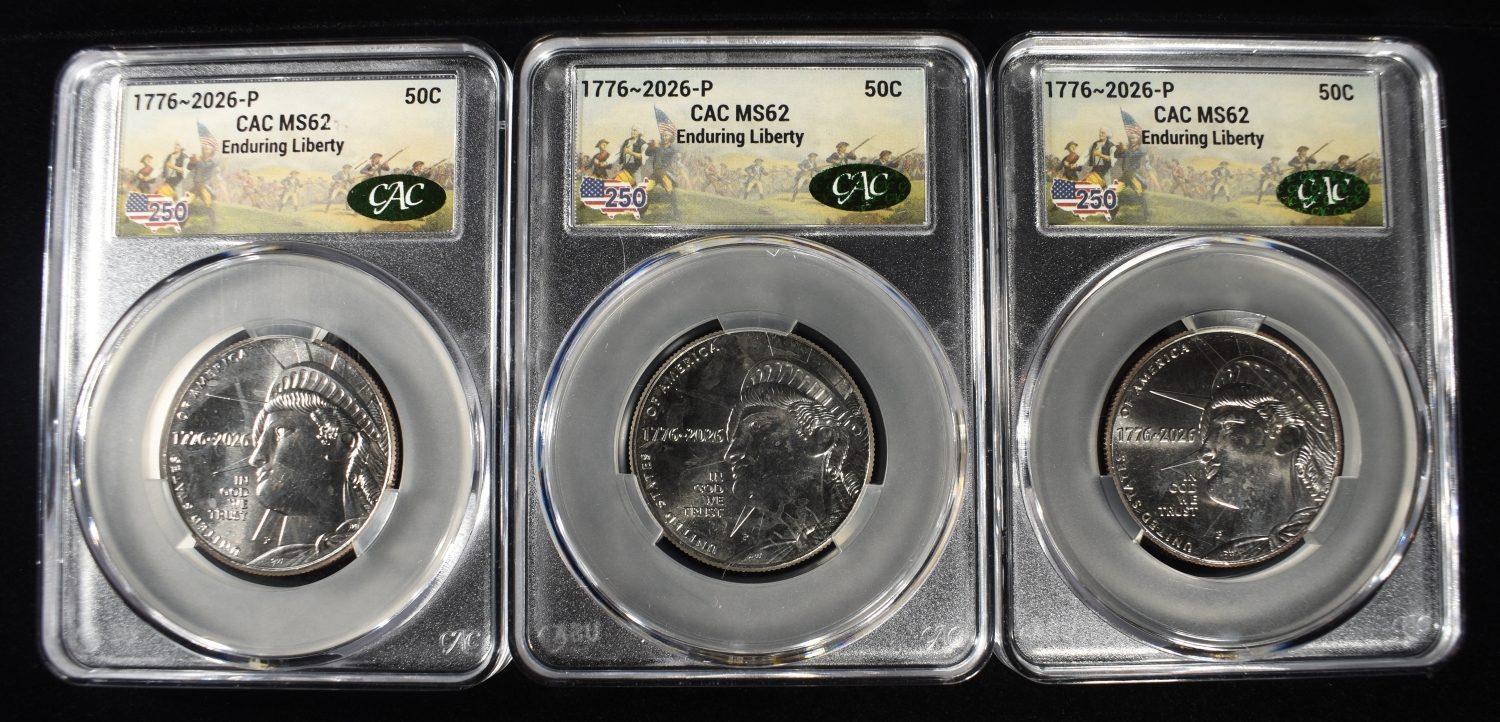 (3) 1776-2026-P ENDURING LIBERTY 50C CAC MS62
