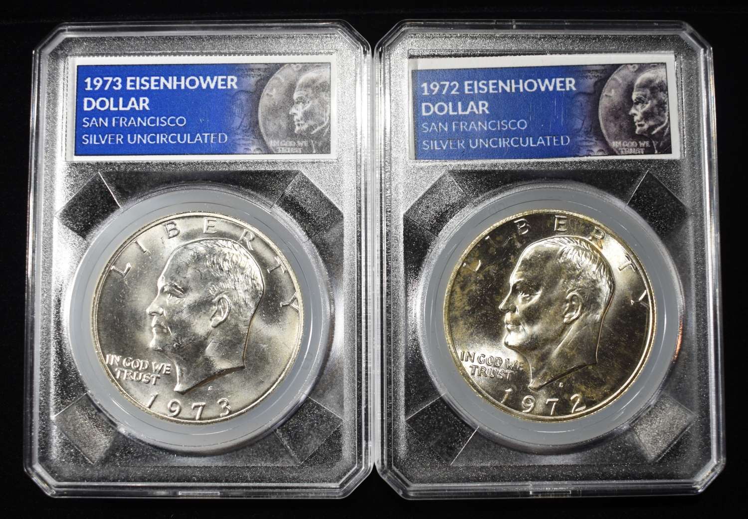 1972-S & 1973-S EISENHOWER DOLLARS 40% SILVER