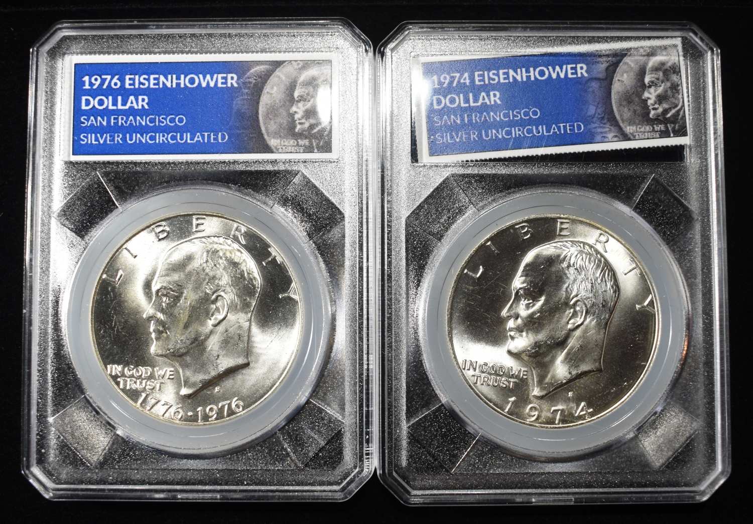 1974-S & 1976-S EISENHOWER DOLLARS 40% SILVER