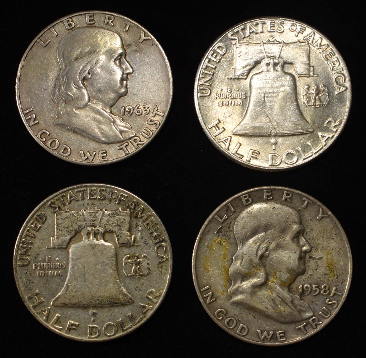 (10) FRANKLIN HALF DOLLARS