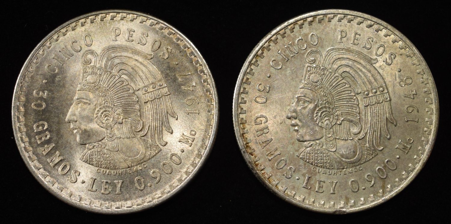 1947 & 1948 90% CINCO PESOS ASW 1.736