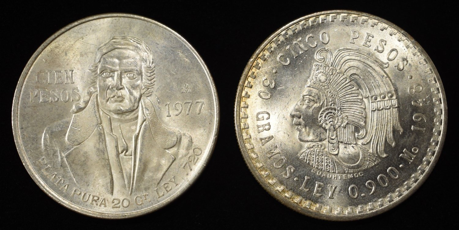 1948 90% CINCO PESOS, 1977 72% CIEN PESOS