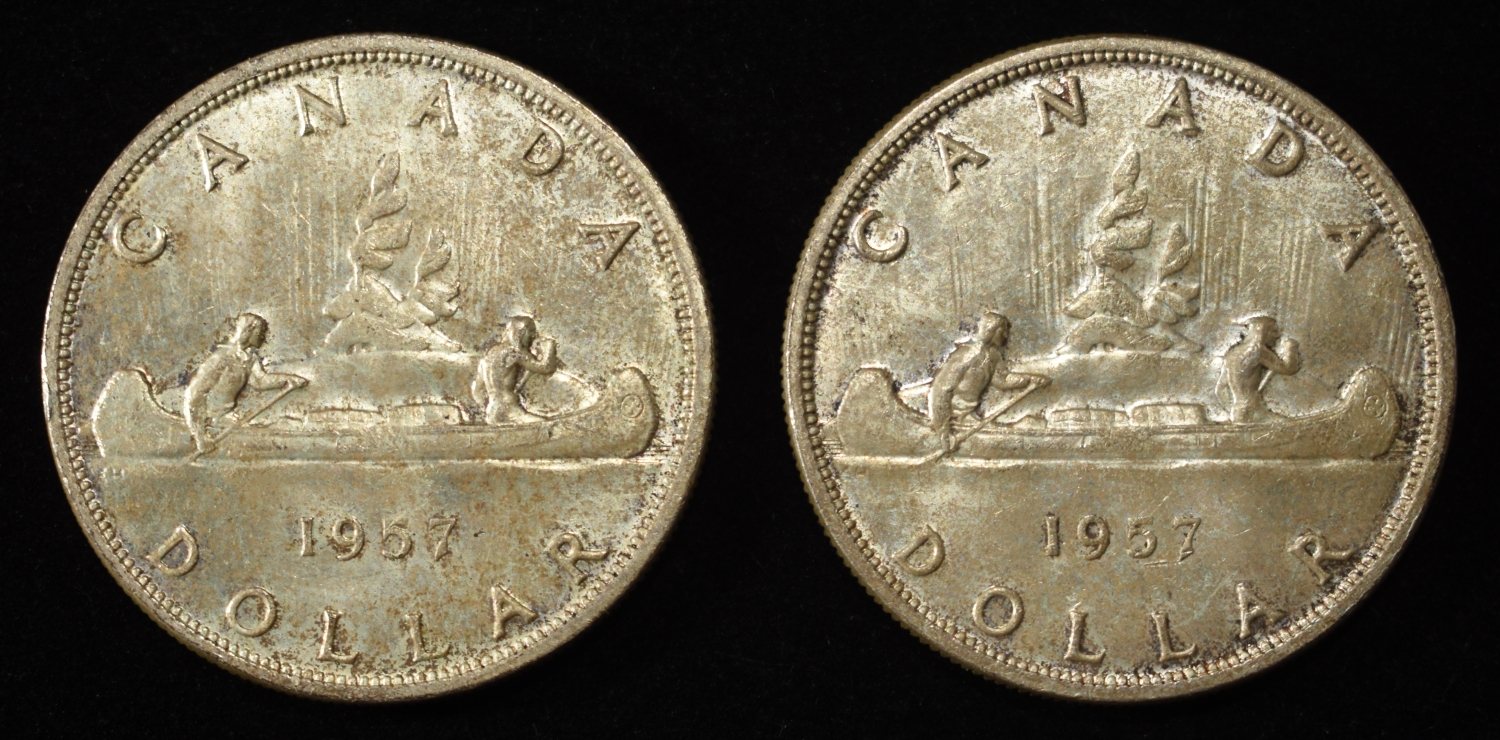 (2) $1 CANADIAN 80% SILVER
