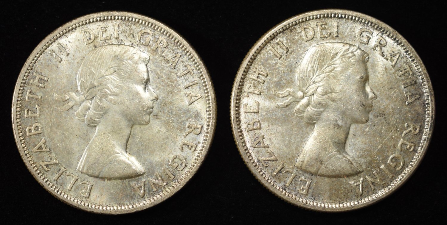 (2) $1 CANADIAN 80% SILVER