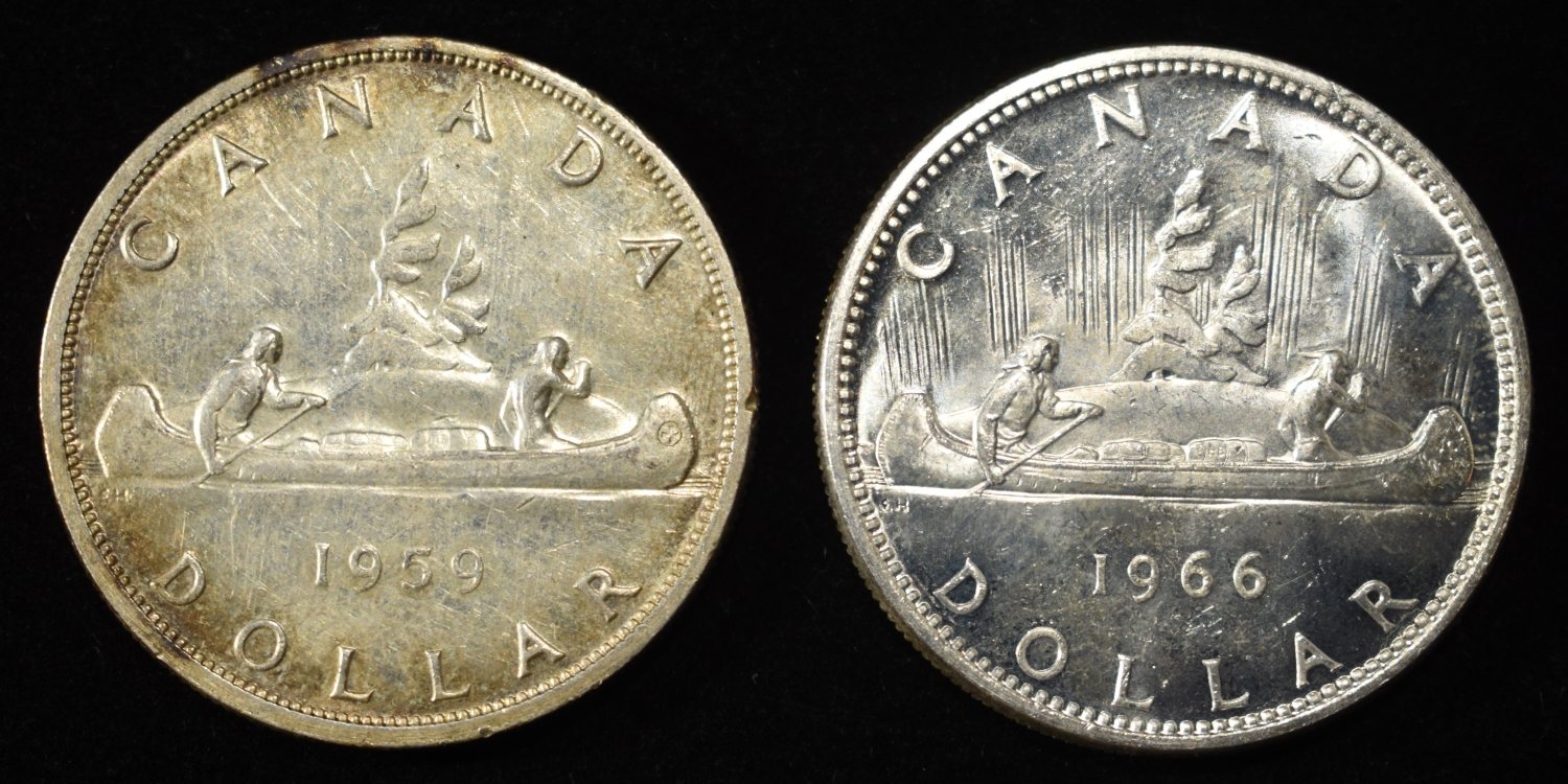 (2) $1 CANADIAN 80% SILVER