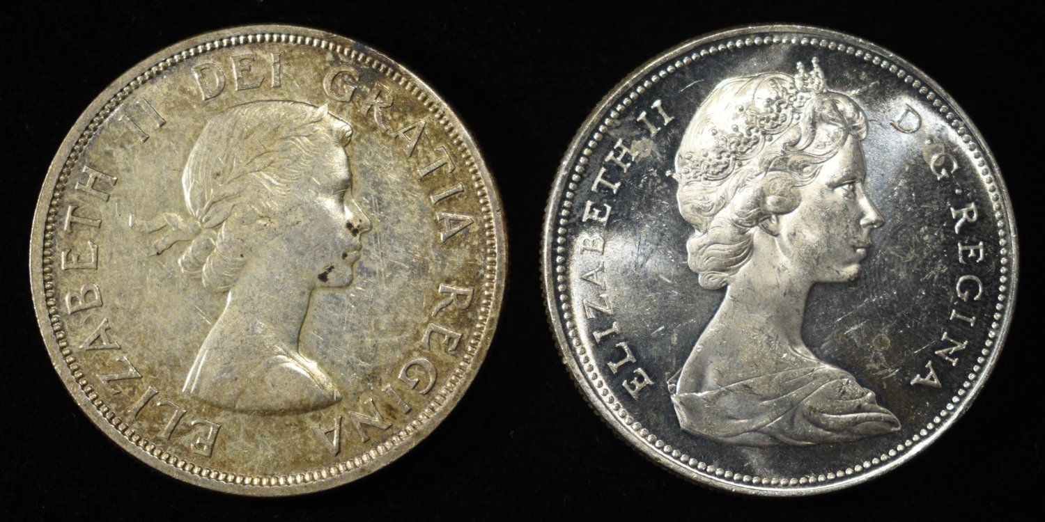 (2) $1 CANADIAN 80% SILVER