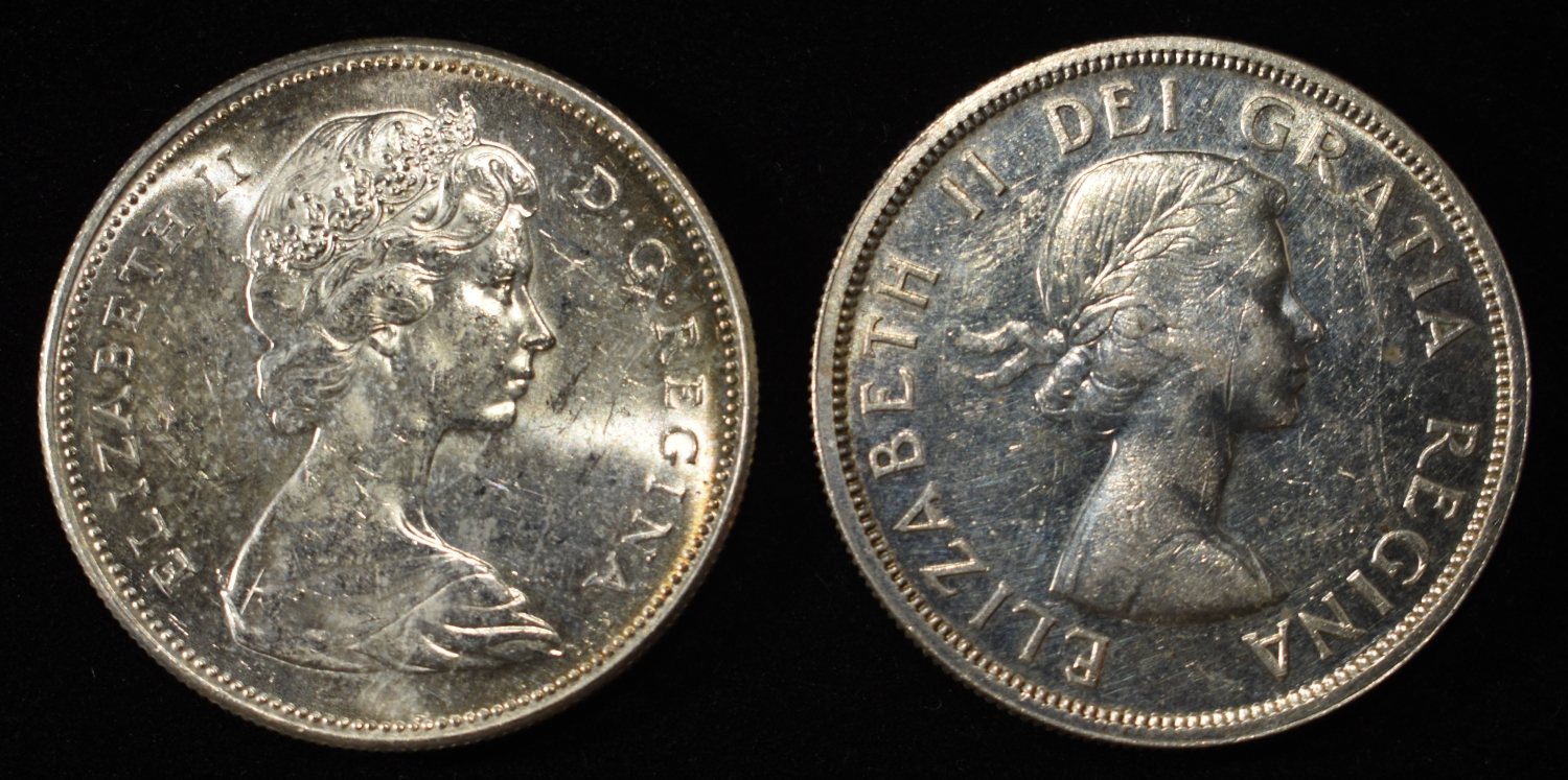 (2) $1 CANADIAN 80% SILVER