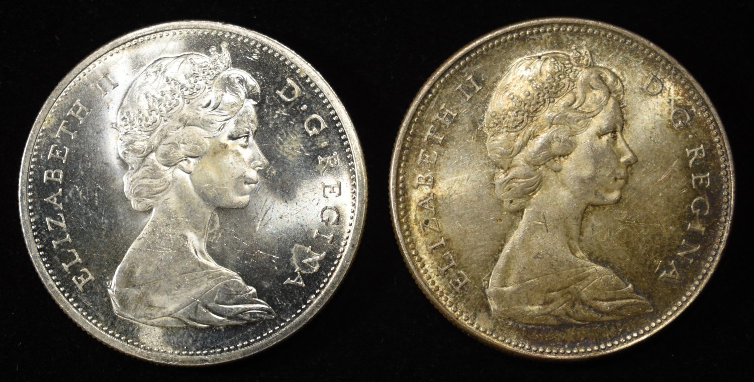 (2) $1 CANADIAN 80% SILVER