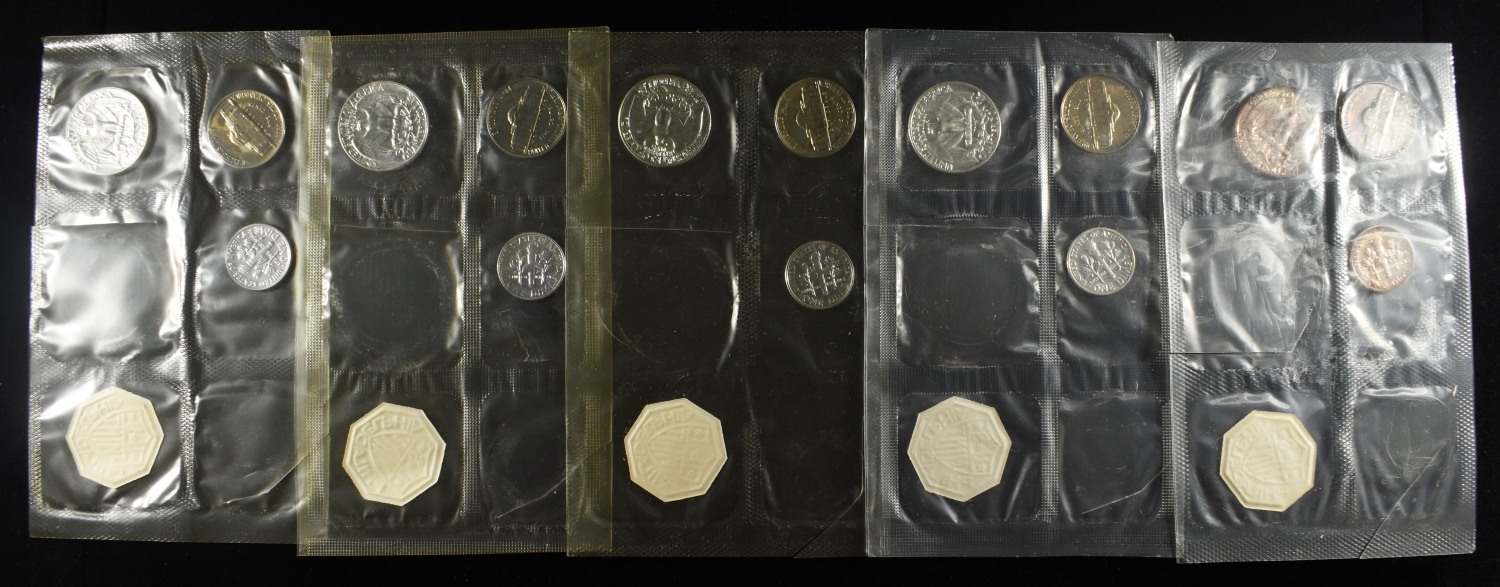 (5) 1961 PARTIAL MINT SETS MISSING 50C & 1 CENT