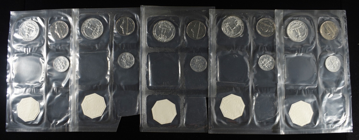 (5) 1964 PARTIAL MINT SETS MISSING 50C & 1 CENT