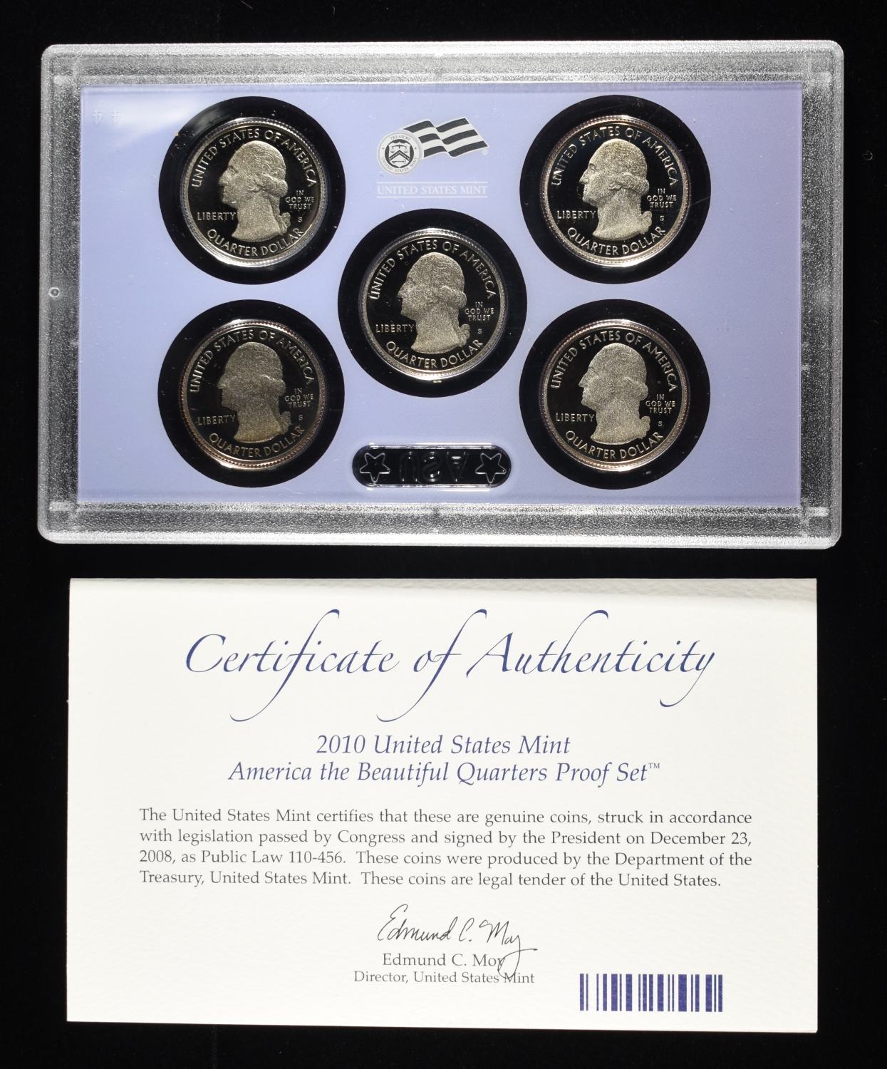 (2) 2009, (2) 2010 & (2) 2012 QUARTER PROOF SETS