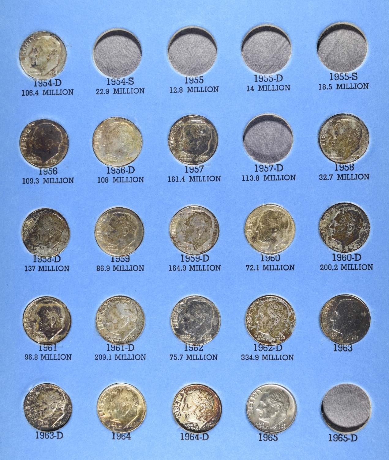 ROOSEVELT DIMES COLLECTION WHITMAN