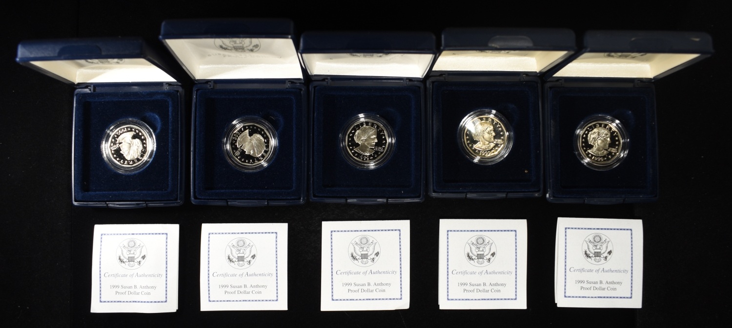 (5) 1999 SBA PROOF COINS