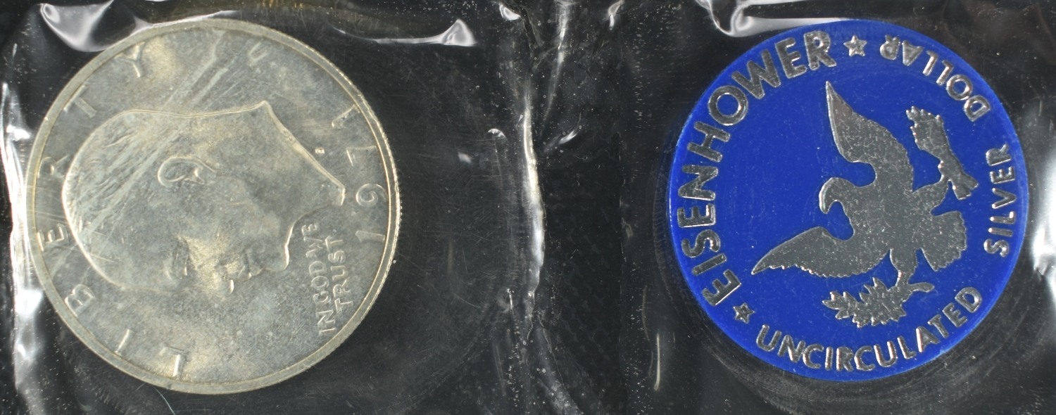 (2) 1971 EISENHOWER DOLLARS BLUE PACKAGING