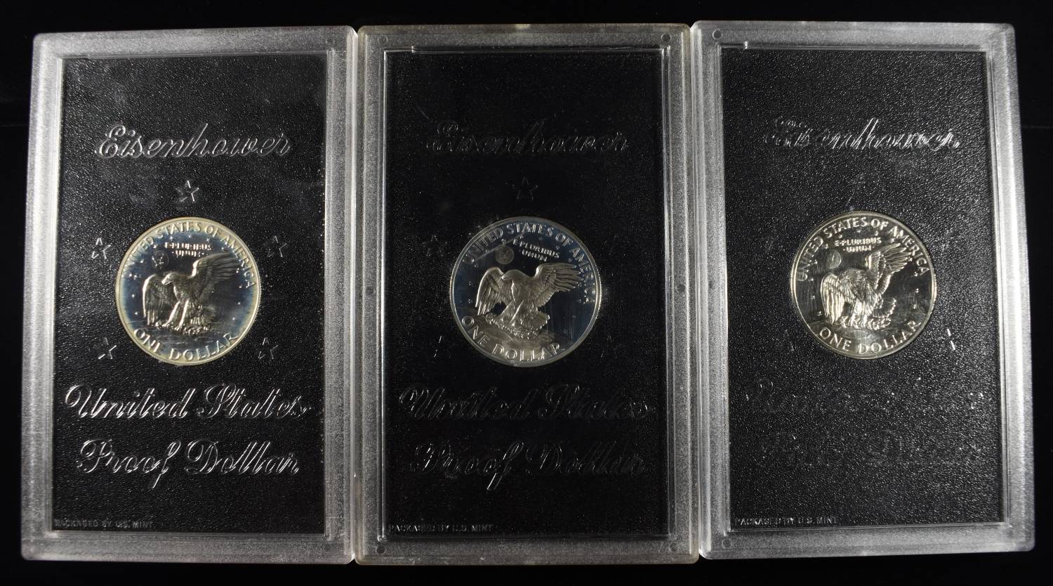 1974 & (2) 1971 EISENHOWER PROOF DOLLARS