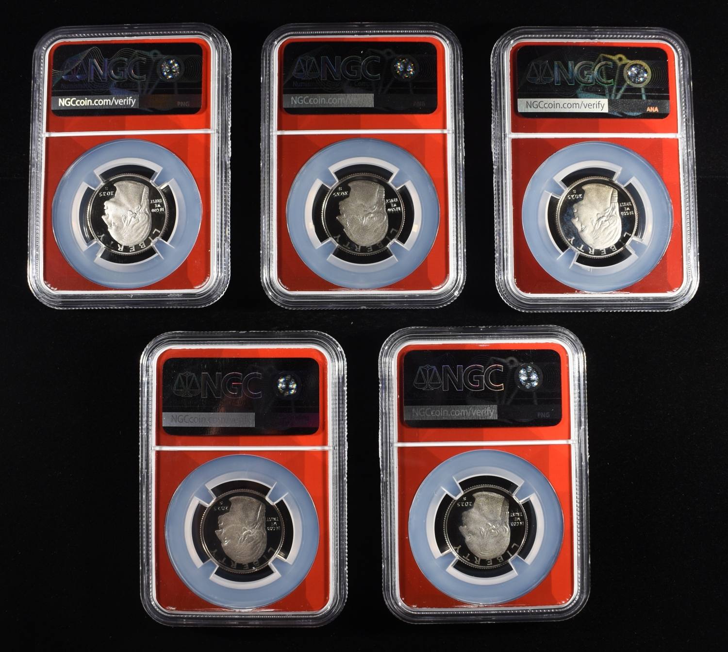 (5) 2025-S CLAD JULIETTE GORDON LOW 25C NGC PF69