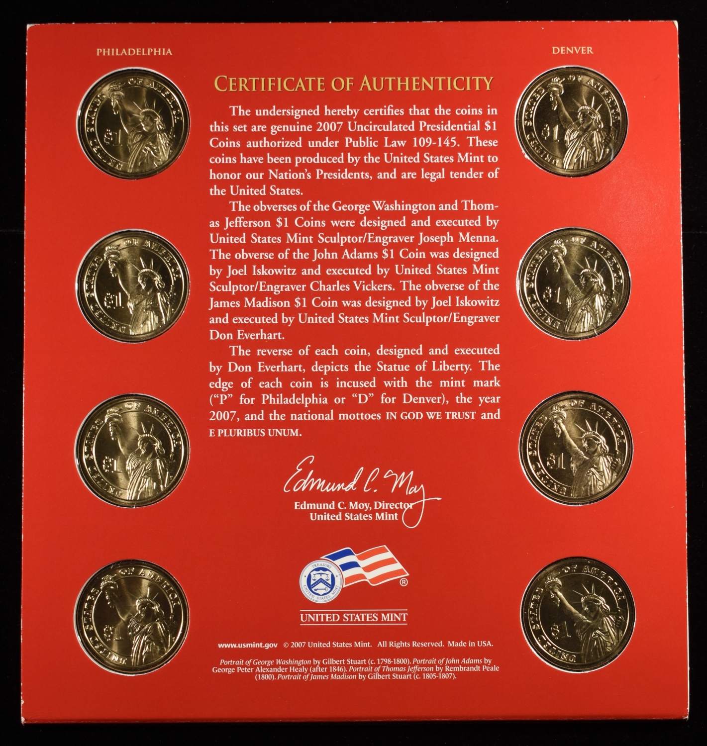 2007-09, 11 & 14 $1 PRESIDENTIAL U.C. SETS