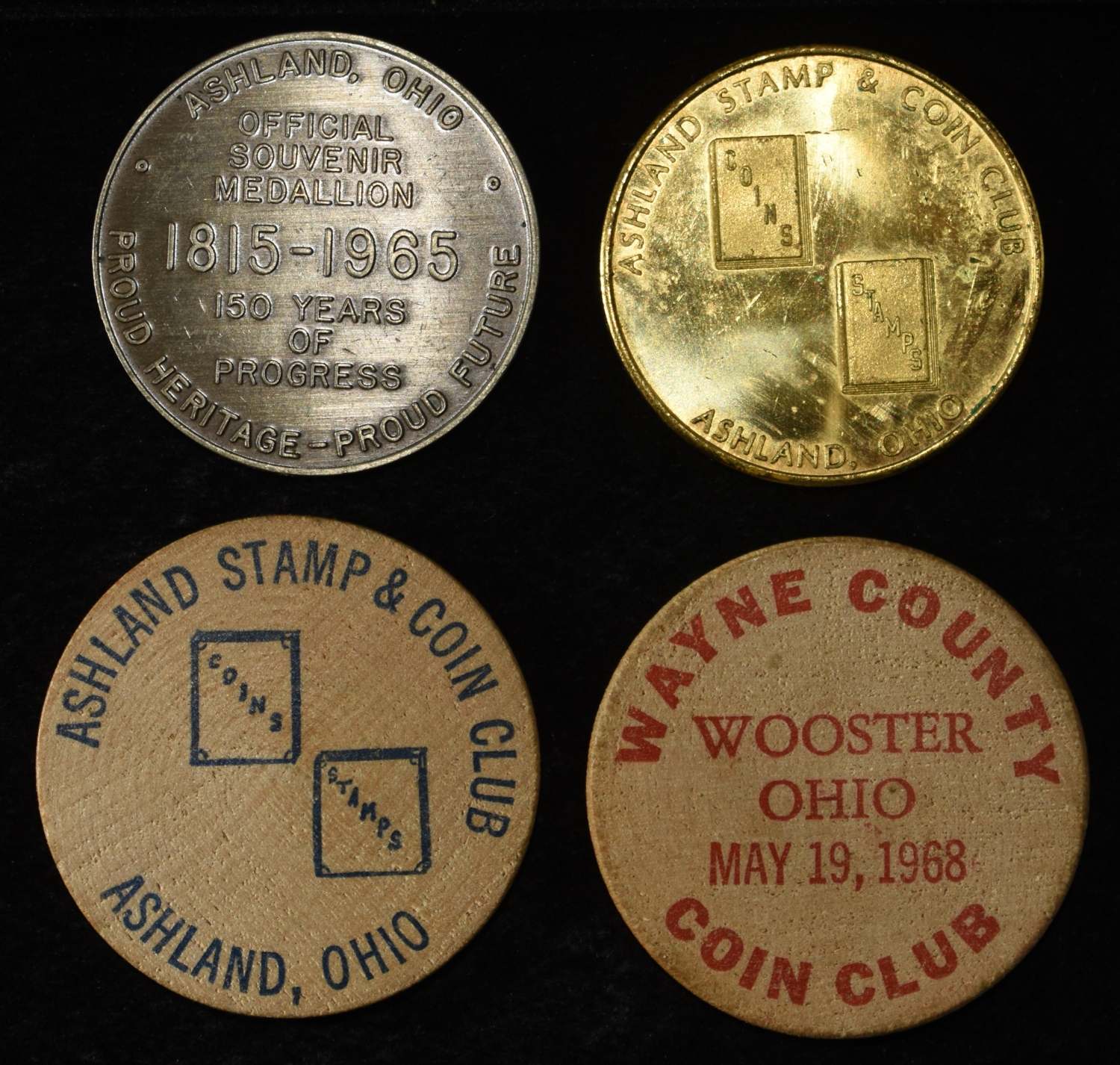(21) ASHLAND, OHIO TOKENS & (21) WOODEN TOKENS