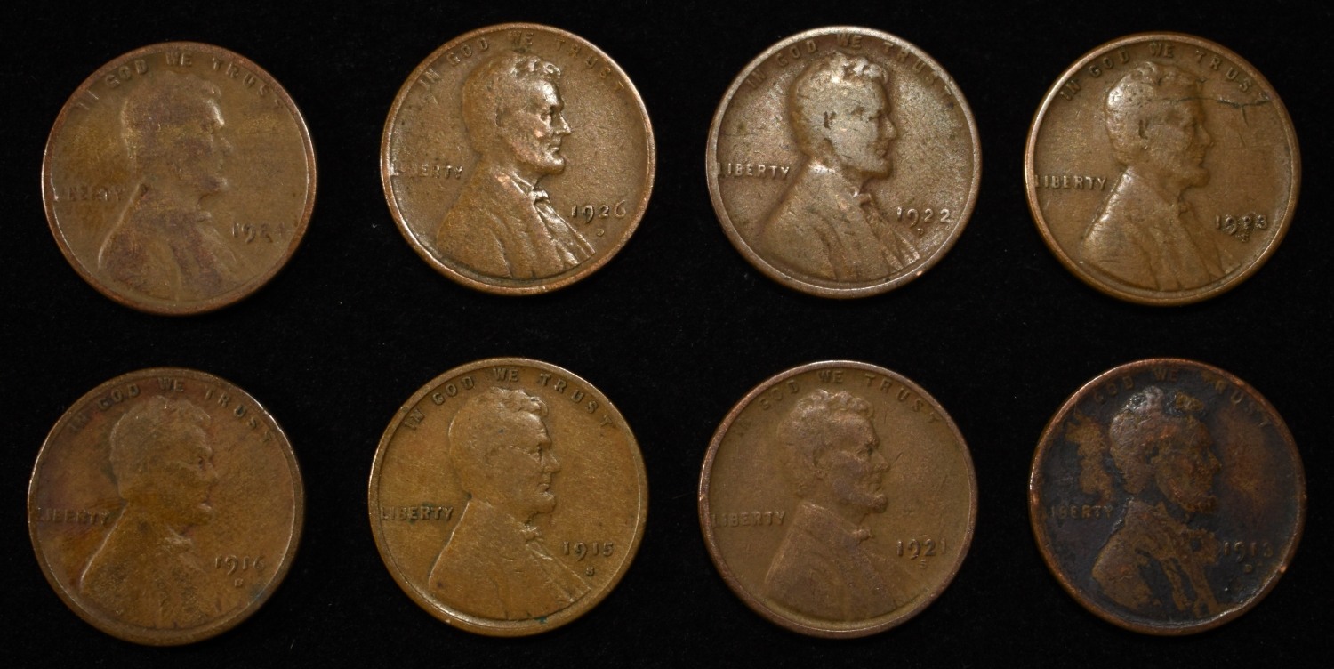 8 NICE EARLY SEMIKEY WHEAT CENTS