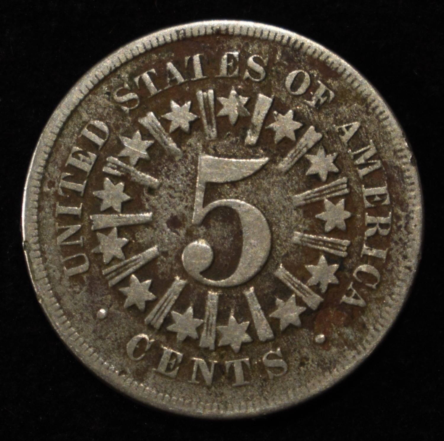 1866 SHIELD NICKEL VG