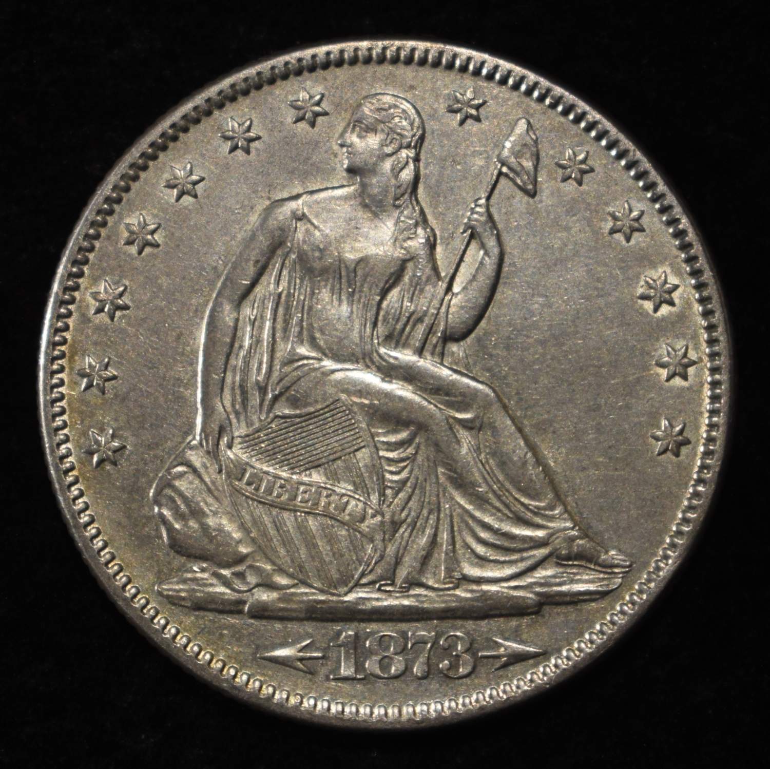 1873 SEATED LIBERTY HALF DOLLAR AU/BU